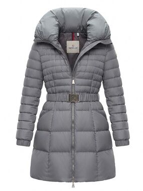 Moncler Women's Gray Quilted Belted Puffer Coat